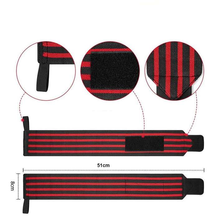 Red - 1 Pair Sport Wristband Adjustable Wrist Support Brace Straps Extra Strength Weight Lifting Wri
