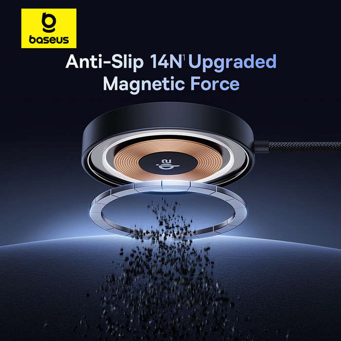 Black - Baseus Simple MIni4 15W Magnetic Wireless Charger Fast Wireless Charging Pad Built-in Stand