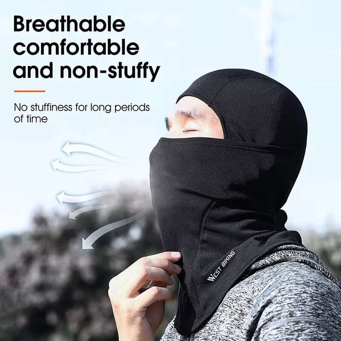 Black - WEST BIKING Cycling Cap Winter Warm Running Scarf Large Size Balaclava Velvet Bike Full Face