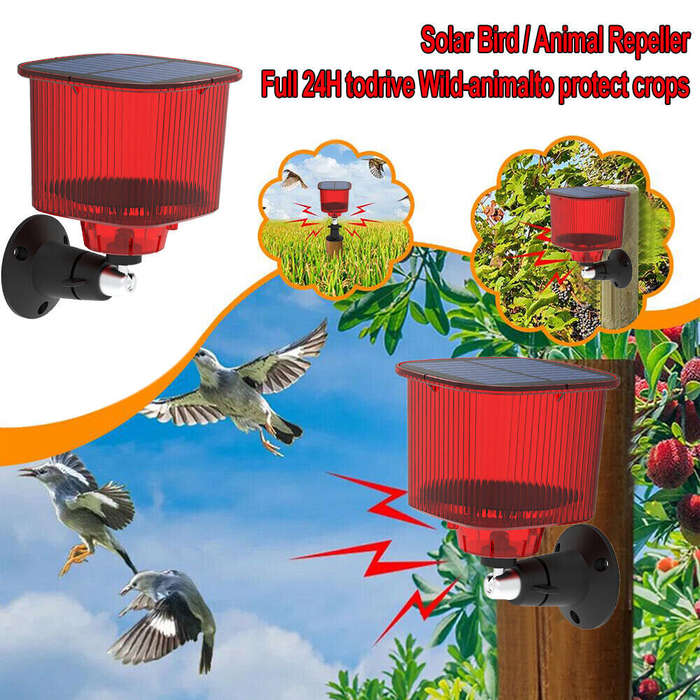 Red - Solar Powered Animal Repeller Infrared Motion Sensor Alarm Light Waterproof Anti-Theft Repelle