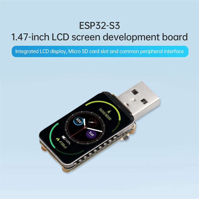 Black - ESP32-S3 1.47-inch LCD Development Board 2.4GHz WiFi bluetooth BLE 5 Dual Core 16MB Flash RG