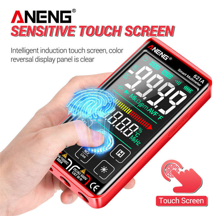 ANENG 621A 9999 Counts Auto Range Full-screen Touch Smart Digital Multimeter Rechargeable DC/AC Volt