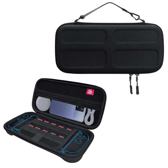 Black - JYS JYS-NS2282 Switch2 Carrying Case EVA Shockproof Water-Resistant 10 Game Card Slots 1680D