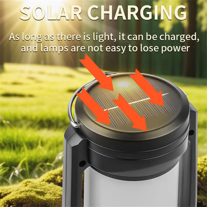 Black - IPRee Solar Camp Light Charging Decoration Atmosphere Light LED Desk Lamp Outdoor Camping Ba