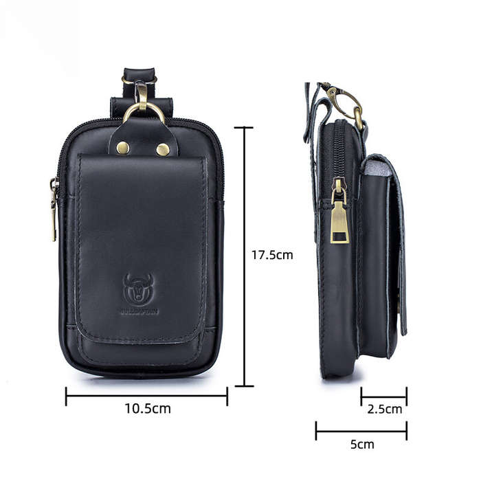 Coffee - BULLCAPTAIN Men's Genuine Leather Waist Bag Casual Fashion Small Business Bag Multifunction