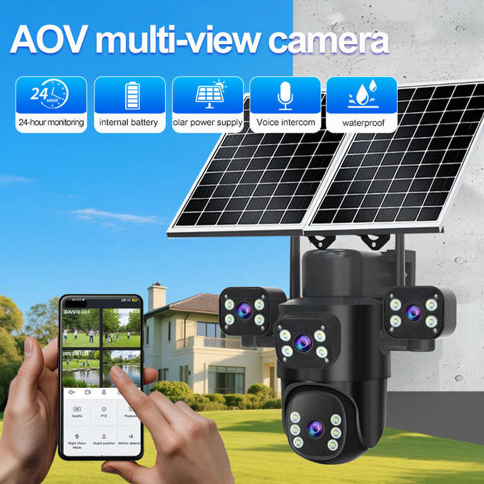 EU Version - Guudgo 2MP+2MP+2MP+2MP Four Lens Solar Camera 5X Zoom 4G AOV Outdoor Security Camera 36
