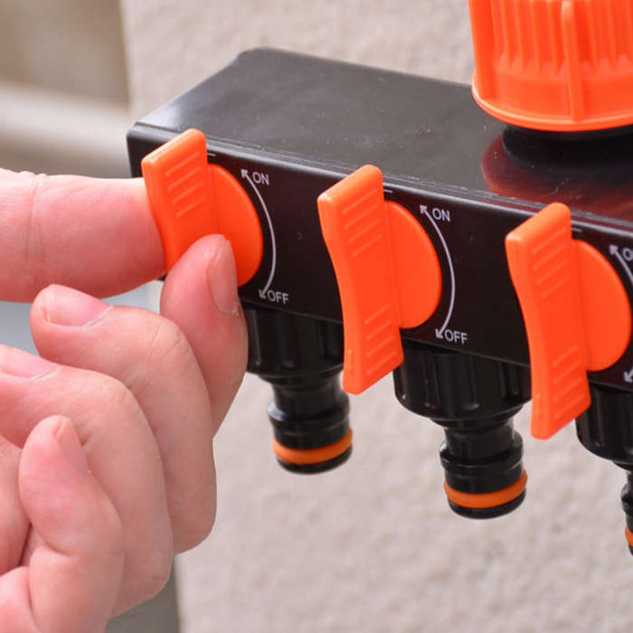 Orange - 4 Way Garden Hose Splitter Faucet Hose Connector Hose Water Divider With 4 Separate Switche