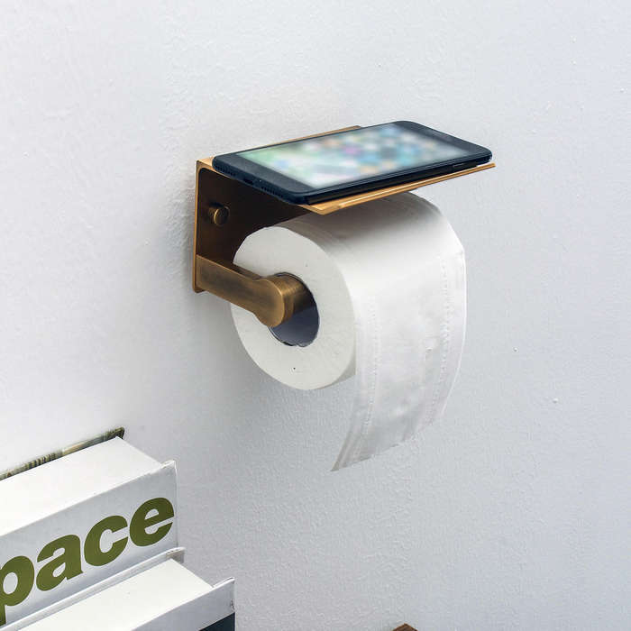 Grey - Wall Mounted Bathroom Toilet Roll Paper Shelf Holder Racks Toilet Roll Stand Phone