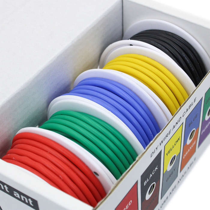 17AWG - 16/17AWG 4m/roll 5 color Mix Box Super Soft Silicone Wire Heat Resistant Flexible Tinned Cop