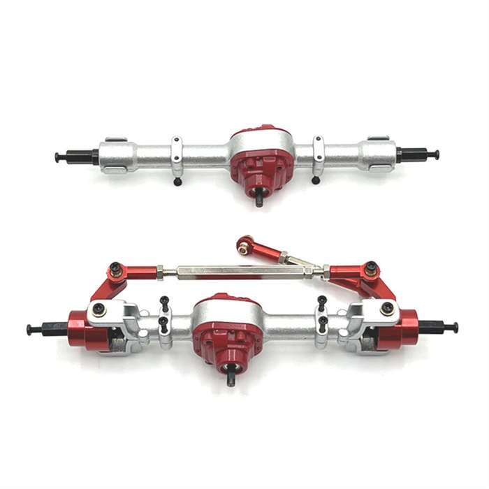 Red - 2PCS Upgraded Metal Front Rear Bridge Axle Assembly MNRC MN82 MN78 MN168 MN80 for TOYOTA Land