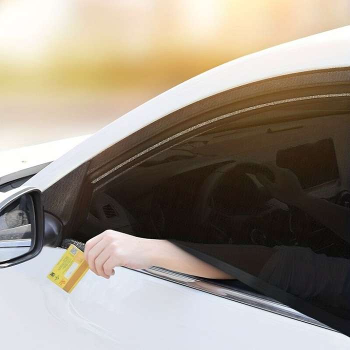 D - 2PCS Car Sun Shade Side Window Curtain Visor Anti-Mosquito Mesh Cover UV Protector Car Curtain S