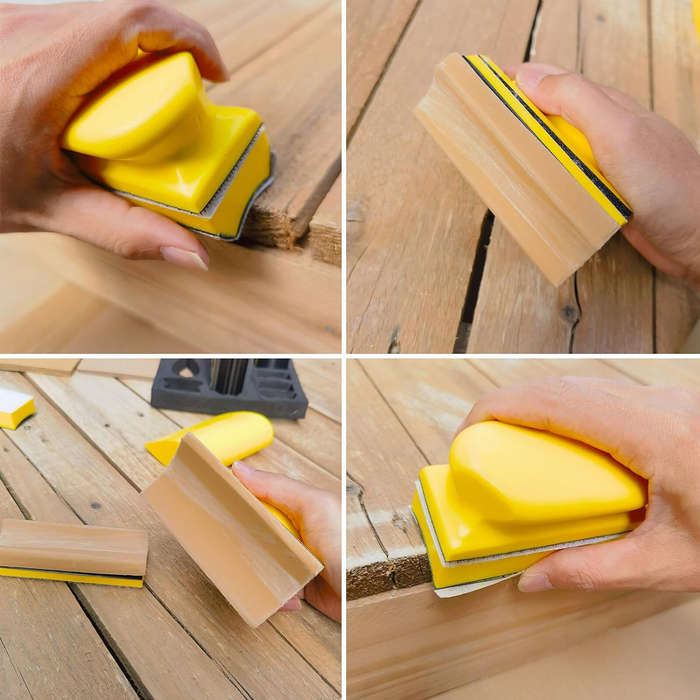 16 PCS - 16 PCS Handheld Hand Sanding Blocks Set Hook and Loop Interchangeable Design for Diverse Ap