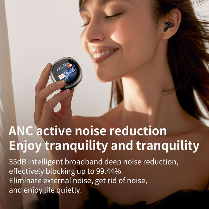 White - LX30 TWS bluetooth Headset Wireless Earphone LED Touch Screen ENC Call Noise Reduction 10mm