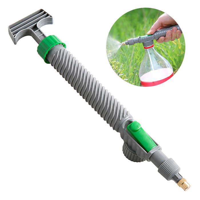 Grey - High Pressure Air Pump Manual Sprayer Adjustable Drink Bottle Spray Head Nozzle Garden Wateri