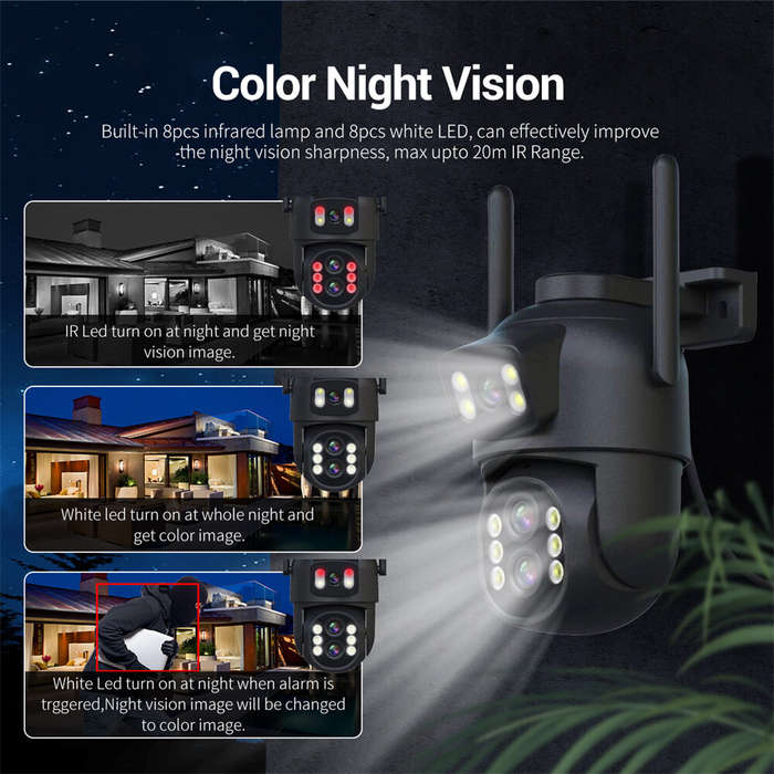 Black - ESCAM QF500 10X Dual Lens 5MP+5MP WiFi IP Camera Night Vision Pan/Tilt Humanoid Detection Wa