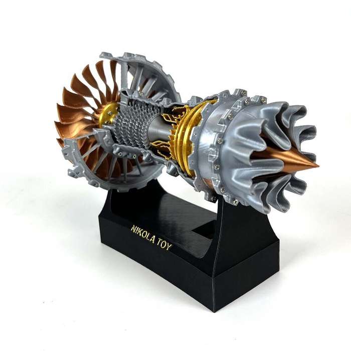 Silver - NikolaToy TR900 21cm Small Size Turbofan Engine Model High-Precision Craftsmanship Decorati
