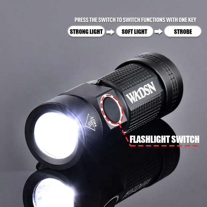 Black - WADSN 400LM Tactical Flashlight Strobe Uitra-Light 22g Survival Safety Lamp With Hat Clip Po