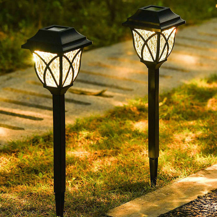 Warm Light - 2pcs LED Solar Lawn Lights Outdoor Waterproof Garden Decoration Lamp For Walkway Path V