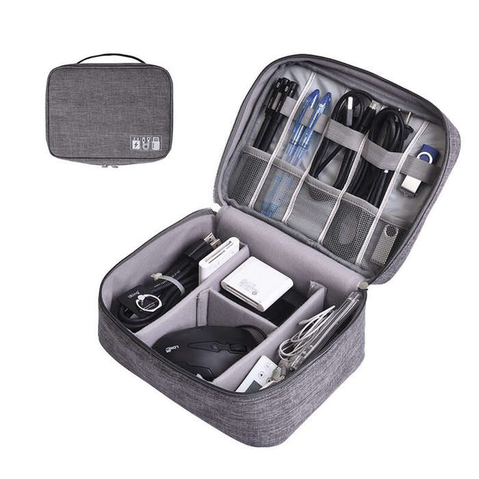 Black - Multifunctional Division Digital Bag Data Cable Storage Bag Travel Charging Treasure Earphon