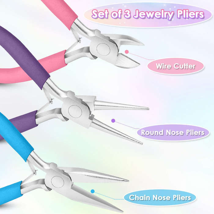 3pcs - Jewelry Pliers Set Needle Nose Round Nose Wire Cutters High-Quality Steel Non-Slip Handles fo