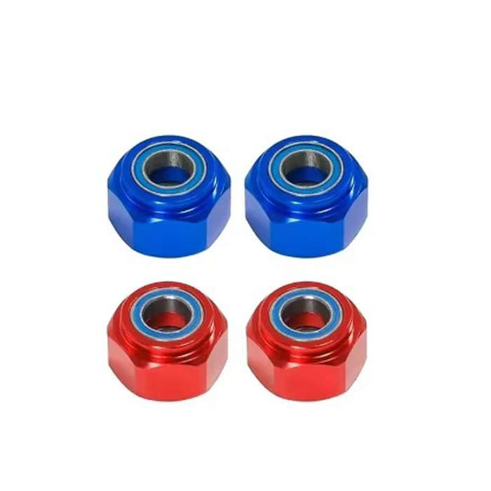 Red - 2PCS Upgrade Parts Accessories 12mm Aluminum Alloy Front Wheel Bearing Hexagonal Connector for