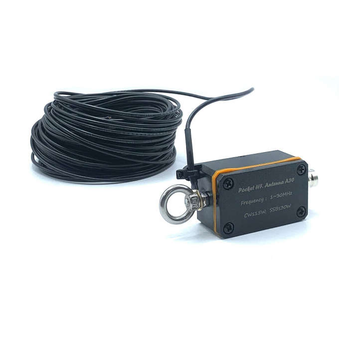 Black - A30 1-30MHz Pocket HF Antenna Shortwave Antenna Inverted V Horizontal Balun Long Line Wideba