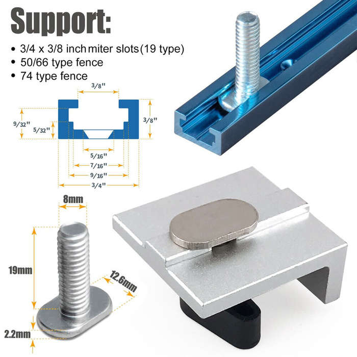 Type-A - 4Pcs T Track Stop Block for T-Track Low-Profile Design Precision CNC Router Table Clamp For