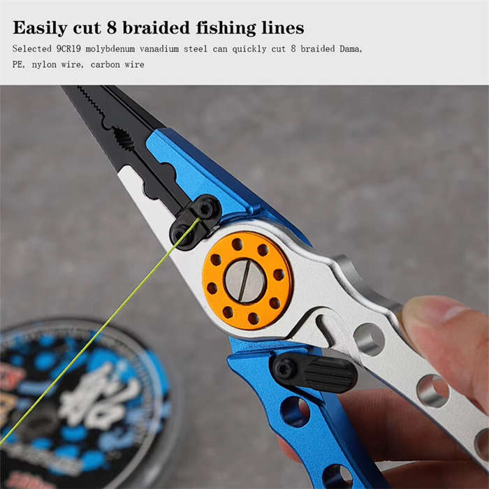 Blue - ZANLURE Fishing Pliers Line Cutter Split Ring Multi-Purpose Cutter With Coiled Lanyard Buckle