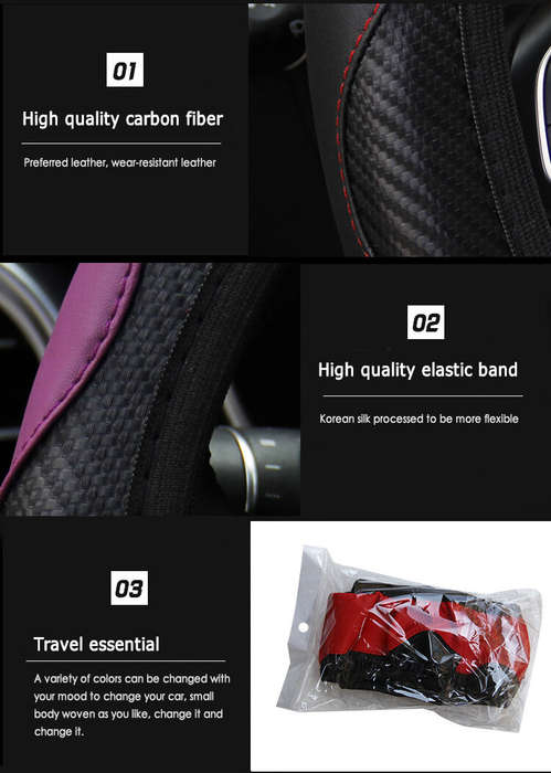 Red - Car Steering Wheel Cover Anti Slip Universal 37-38cm Steering Decoration Accessories
