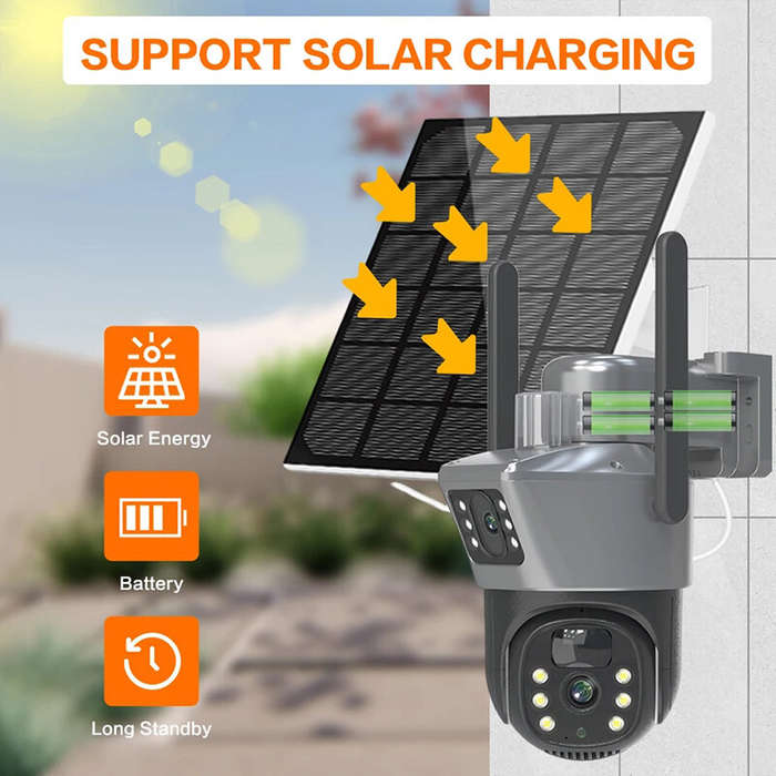 White - V380 4G Solar Dual-Lens Security Camera 4MP IP66 Weatherproof 12000mAh Battery Two-Way Audio