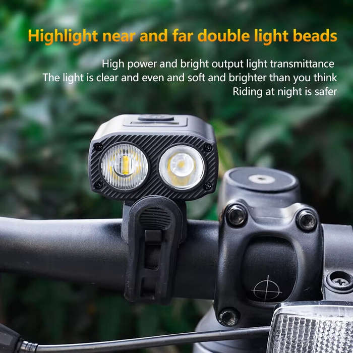 Black - BIKIGHT Mini Bike Headlight 550lm Brightness Dual Distance Beam 5 Modes Lighting Type-C Rech
