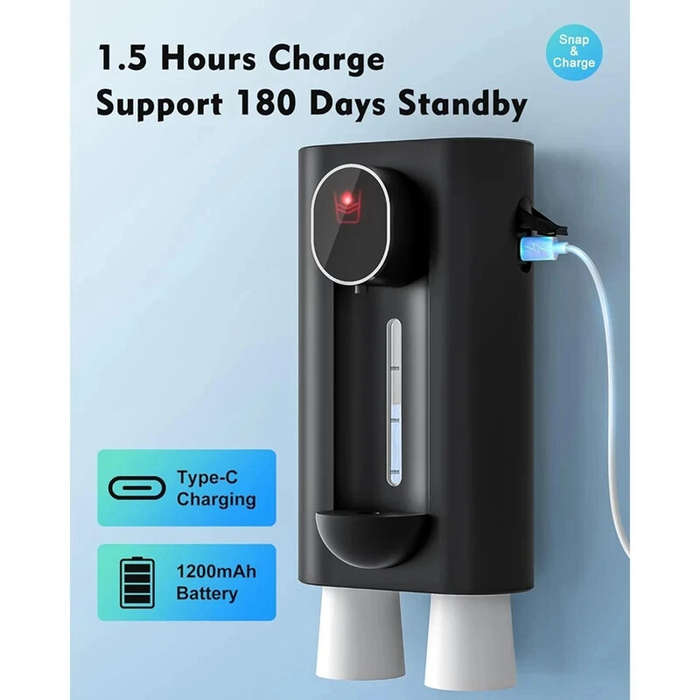 Black - Smart Induction Mouthwash Machine 1200mAh Bathroom Mouthwash Dispenser 18.26oz (540Ml) Autom
