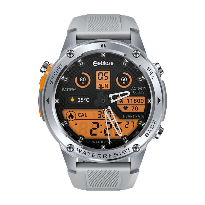 Silver - [World Premiere]Zeblaze Stratos 2 Ultra 1.43 HD AMOLED GPS 10 ATM Waterproof Barometric Alt