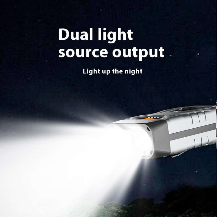 Gray - Bikight SD12 Dual Light LED Keychain Flashlight With COB Sidelight Multifunctional Clip Headl