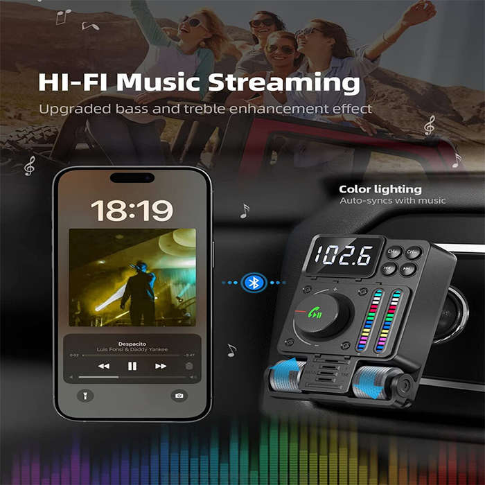 Black - bluetooth 5.3 Car Wireless FM Transmitter Radio Adapter PD30W QC3.0 Fast Charging Car MP3 U