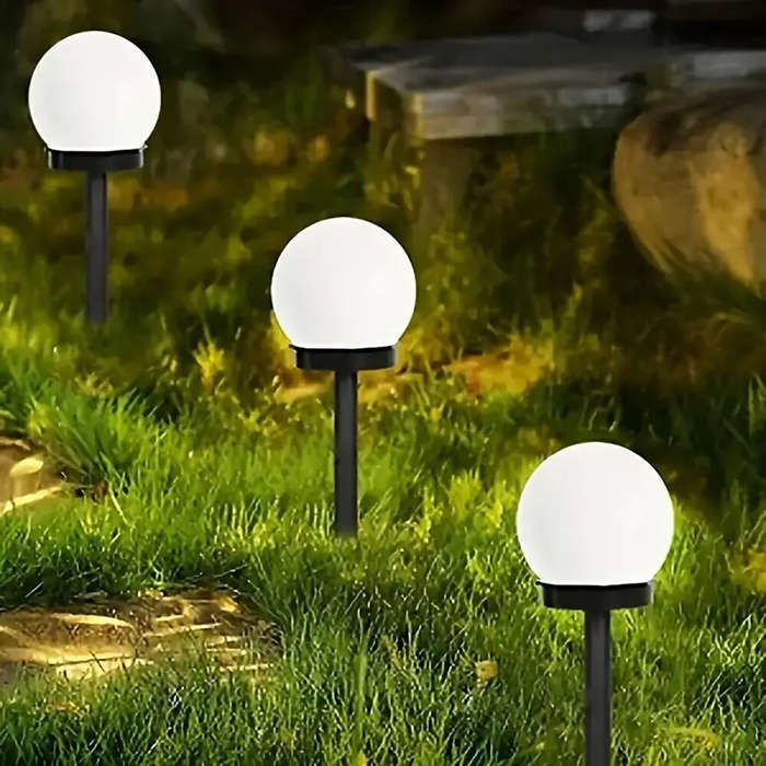 Warm Light - 2PCS Solar Lawn Light Round Ball LED Lawn Light Courtyard Garden Park Outdoor Solar Law