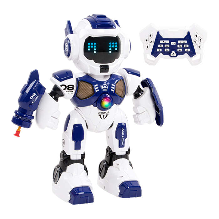 Blue - JJRC R35 Max Intelligent Mechwarrior RC Robot LED Lights Touch Sensing with Soft Bullet Launc