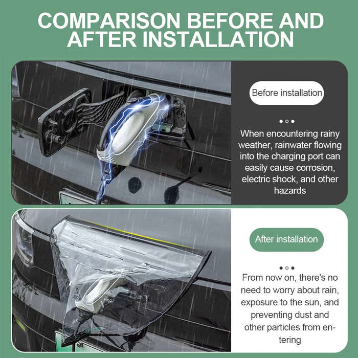 Black - Car Charging Port Protection Rainproof Cover for Electric Vehicle Universal Outdoor Electric