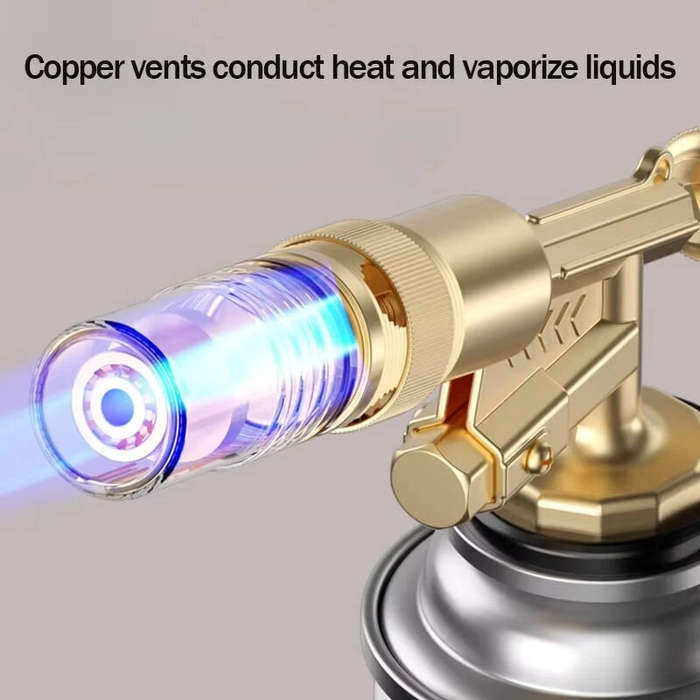 Gold - High-Temperature Flame Nozzle 1300C Portable Welding Gas Torch Butane Burner Electronic Ignit