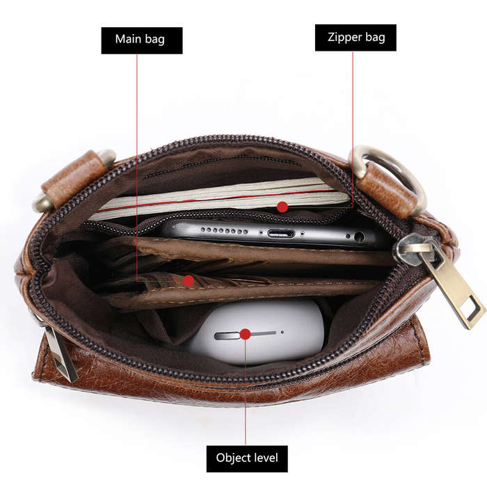 Dark Brown - Ekphero Men Vintage Genuine Leather Shoulder Bag Small Messenger Bags Large Capacity Bu