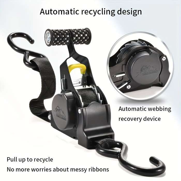 White - Automatic Retractable Stretch Wrapping Straps Polyester Rust-Resistant Tensioner 3.3m 680KG