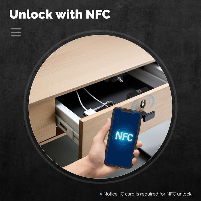 Black - MOES Tuya bluetooth Smart Cabinet Lock App Remote Control IC Card Keyless Entry Unlock Door