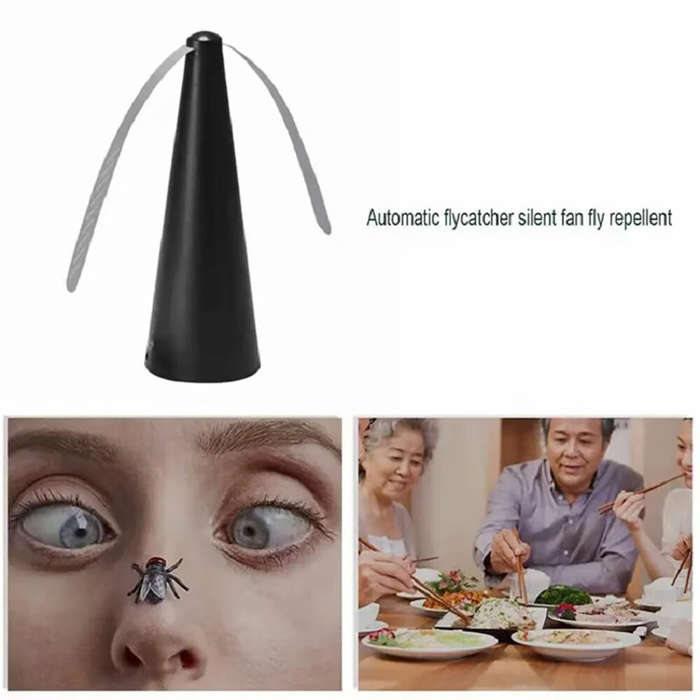 Black - Outdoor Multifunctional Fan Blade Fly Repellent Battery Mosquito Repellent Fly Repellent Art
