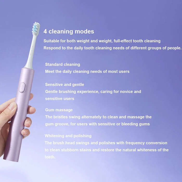 Purple - Xiaomi Mijia T302 Sonic Electric Toothbrush with DuPont Antibacterial Bristles Four Cleanin