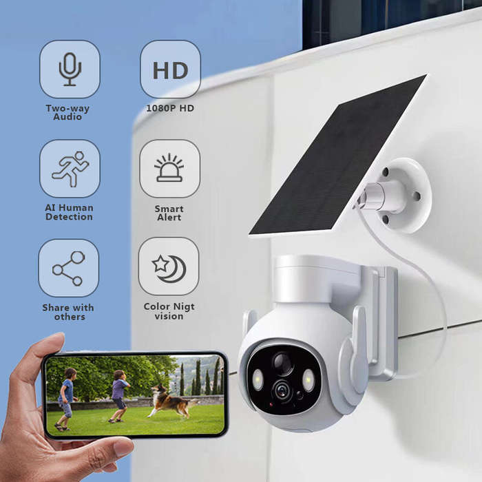 Solar Wifi IP Camera Outdoor 1080P HD Wireless Security Surveillance Color Night Vision Two-Way Audi
