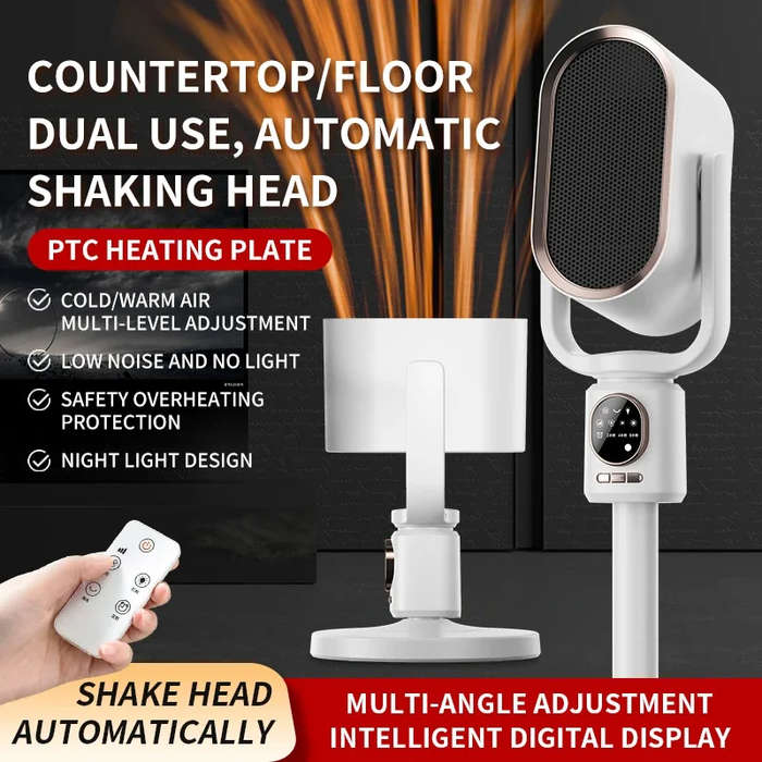 US - Household Vertical Heater Electric Heater with Remote Control Night light LED Display Shaking H