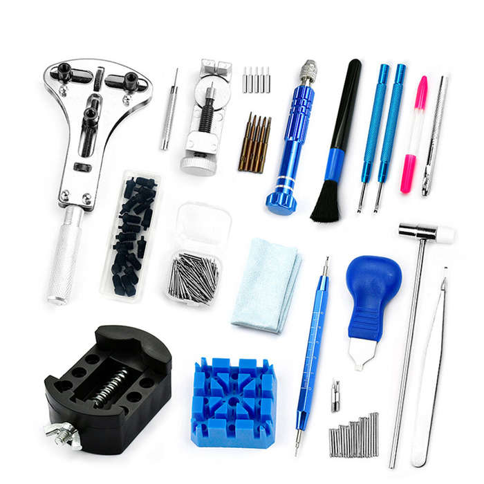 212pcs - 212pcs Watch Repair Tool Kit - Aluminum Alloy Watchmaker Set with Pry Knife, Screwdrivers,