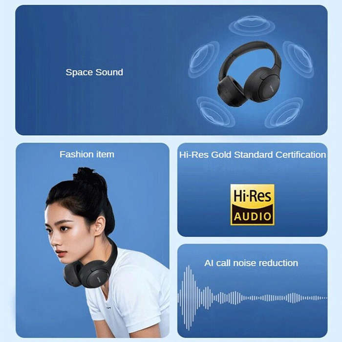 Black - Lenovo EB325 Portable Headset bluetooth 5.4 Earphone Hi-Res Audio 40mm Composite Diaphragm U