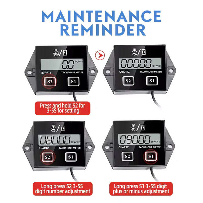 Type B - Digital Tachometer Engine Tach Hour Meter Tachometer Gauge Engine RPM LCD Display For Car M