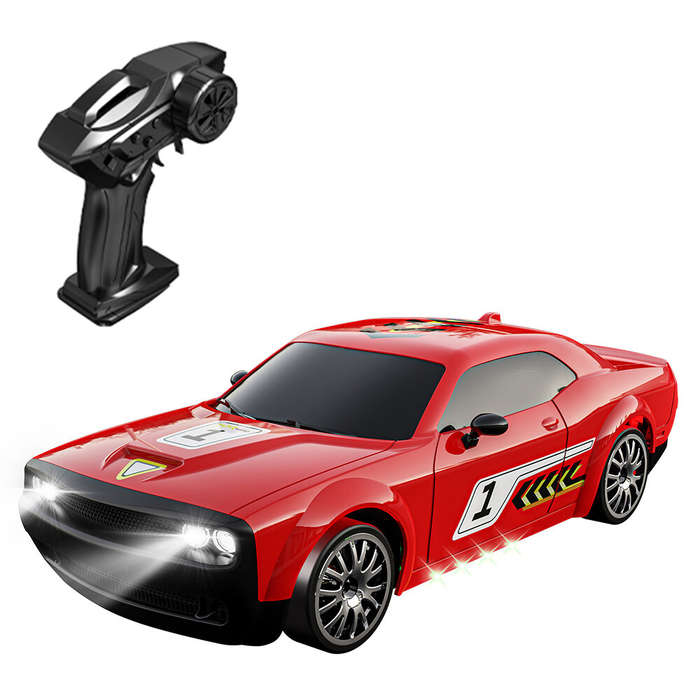 Red Two Batteries - KFPLAN KF27 RTR 1/120 2.4G 4WD RC Car Drift LED Light On-Road Full Proportional